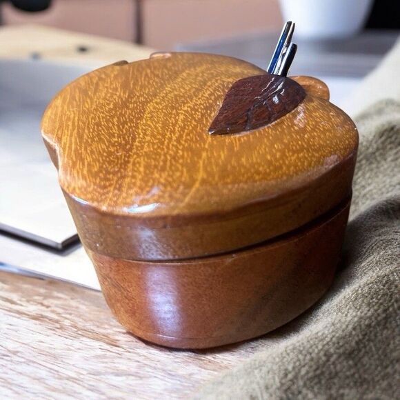 Other - Apple Shaped Wooden Trinket Puzzle Jewelry Keepsake Box School Teacher Gift Vtg